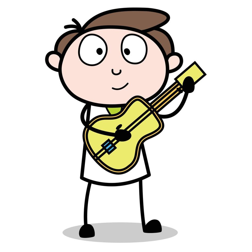 ativo do personagem de desenho animado do jovem empresário tocando violão vetor