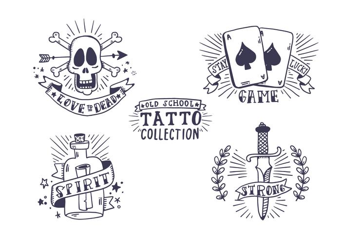 Coleção gratuita de tatuagem da velha escola vetor