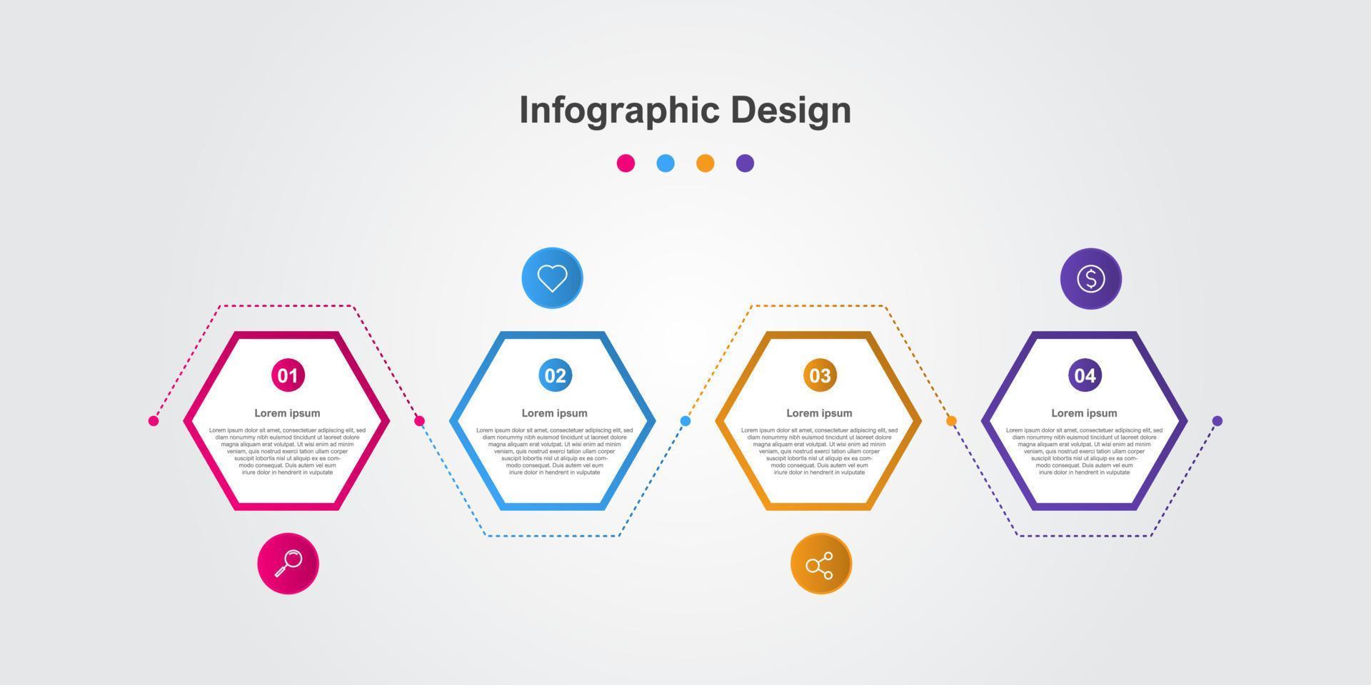 modelo de infográfico de negócios abstrato colorido de quatro etapas vetor