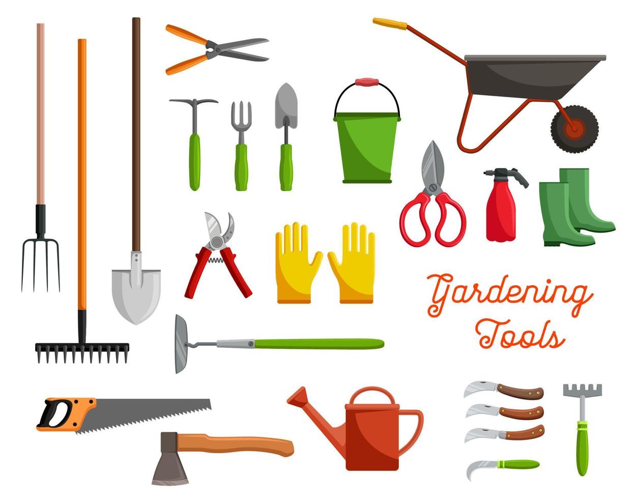 ícones vetoriais de ferramentas de jardinagem de fazenda vetor