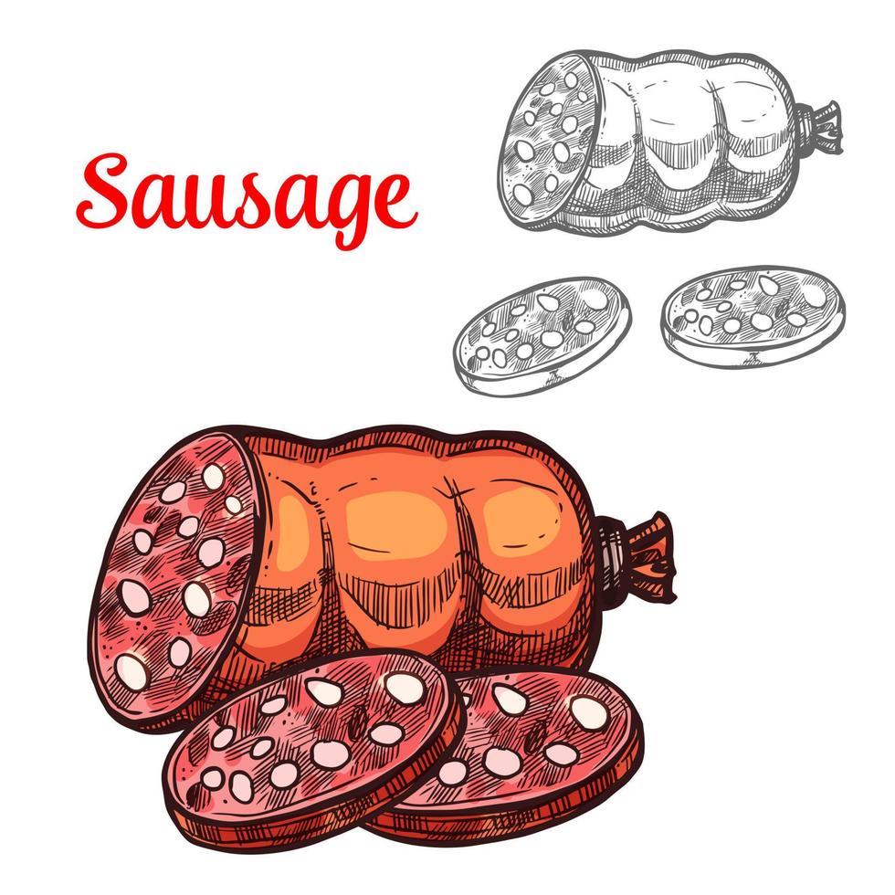 desenho vetorial ícone de produto de fazenda de salsicha de carne vetor