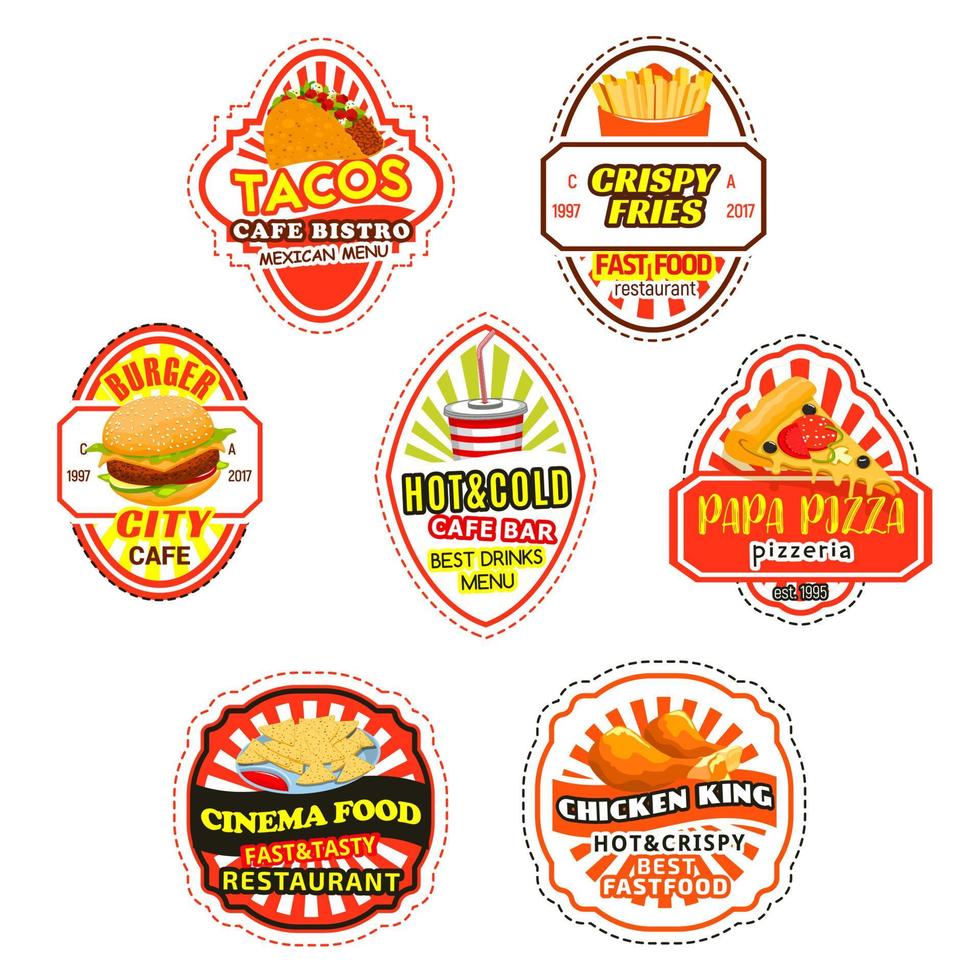 ícones e símbolos de fast food vetor
