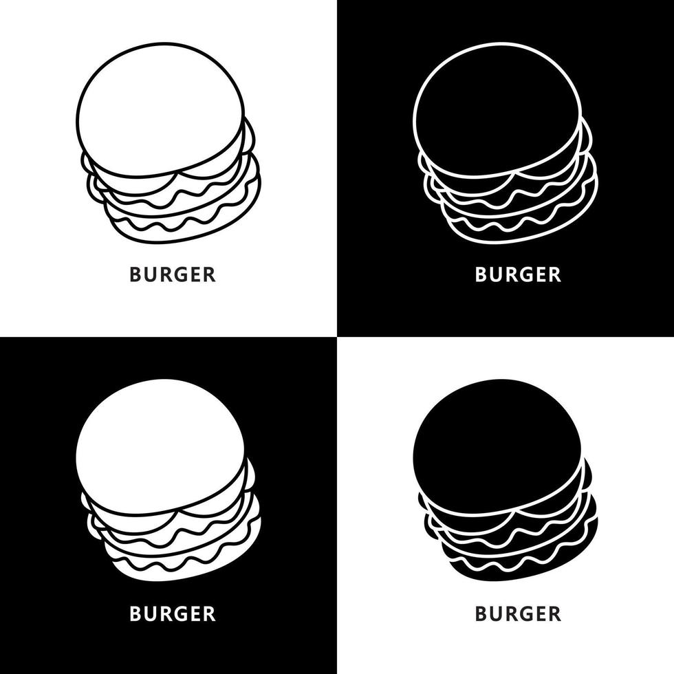 logotipo do hambúrguer. ilustração de comida e bebida. símbolo de ícone de hambúrguer de junkfood vetor