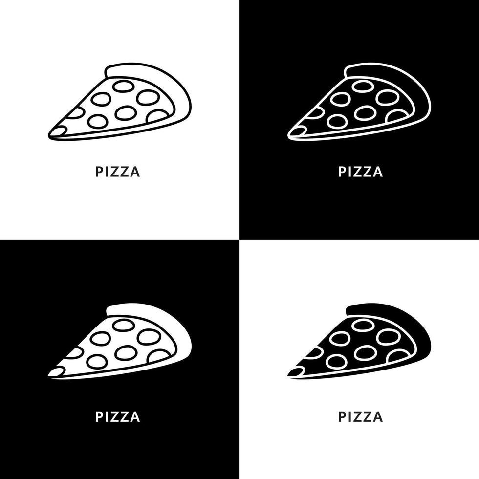 logotipo de fatia de pizza. ilustração de comida e bebida. símbolo de ícone de fastfood vetor