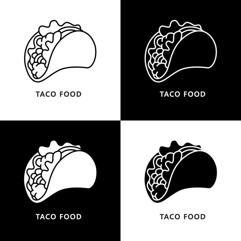 logotipo de comida de taco. ilustração de comida e bebida. símbolo de ícone de comida mexicana vetor