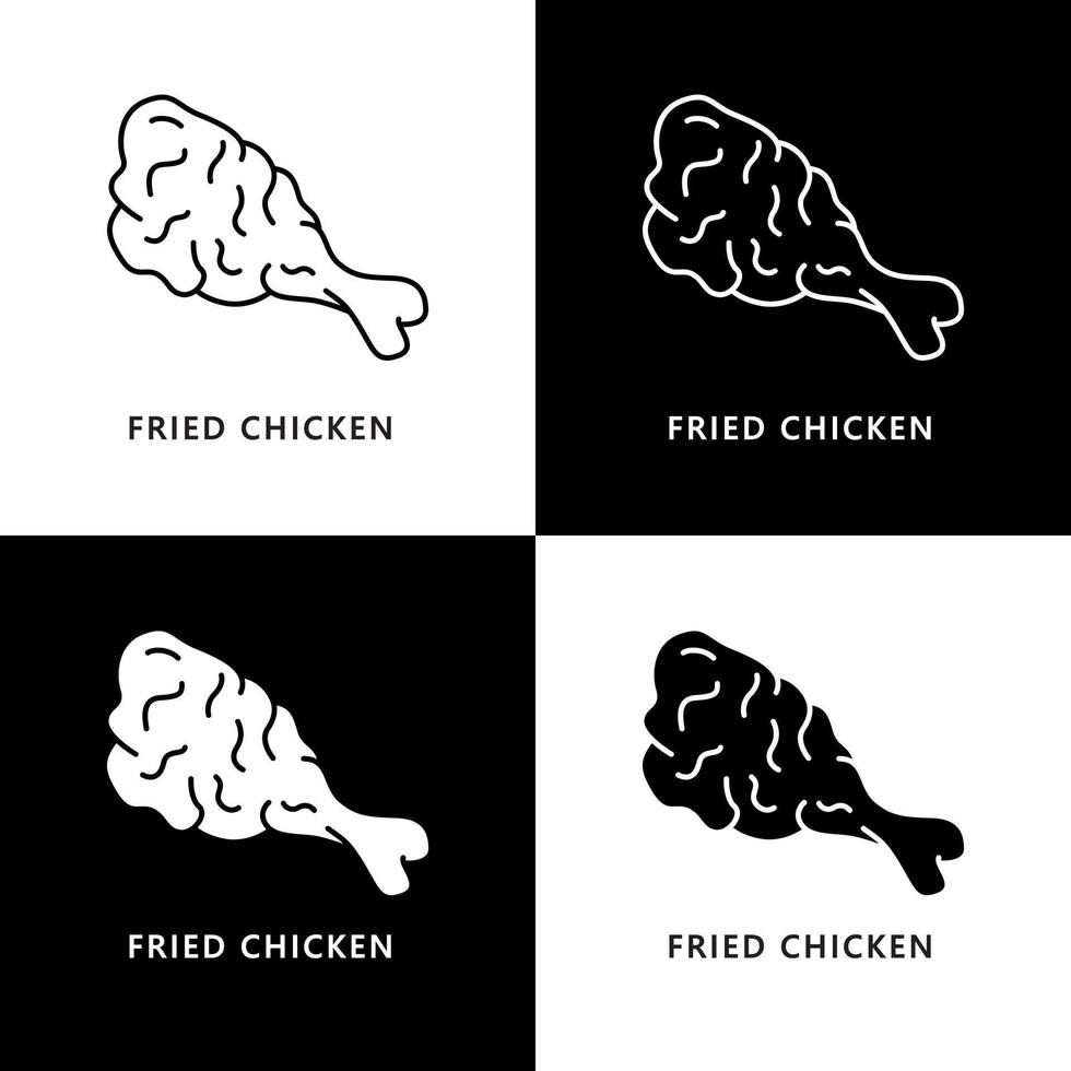 logotipo de frango frito. ilustração de comida e bebida. símbolo de ícone de fastfood de frango coxinha vetor