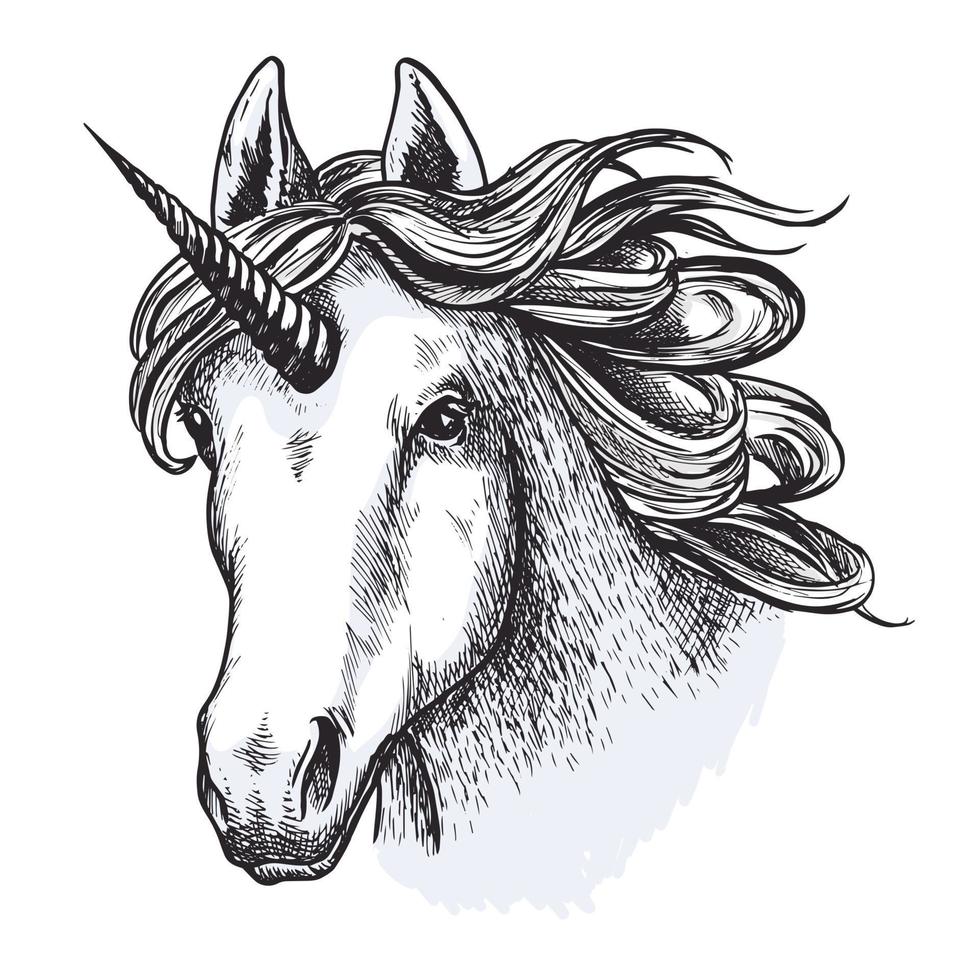 desenho de vetor de animal mágico místico de cavalo unicórnio