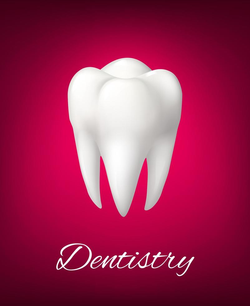 vetor 3d dente branco para cartaz de odontologia