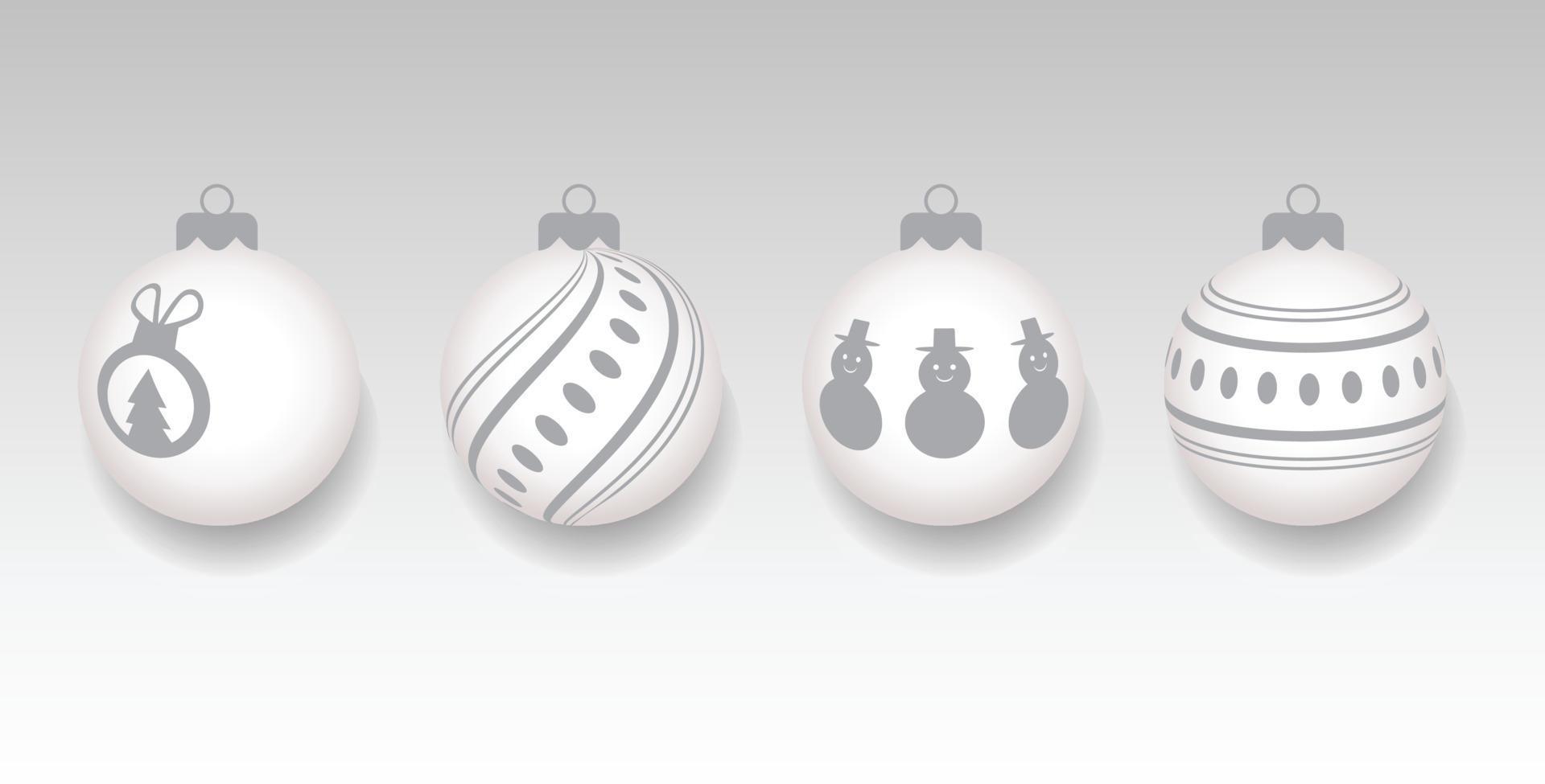 bola de natal de ouro com conjunto de efeito de neve. bola de Natal em fundo branco. modelo de decoração de férias. ilustração vetorial vetor