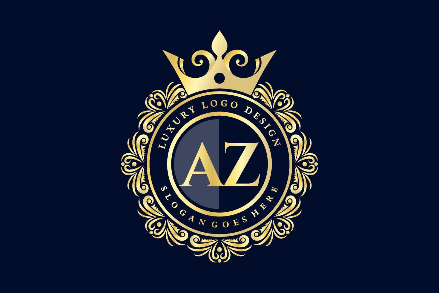 az letra inicial ouro caligráfico feminino floral mão desenhada monograma heráldico antigo estilo vintage luxo design de logotipo vetor premium