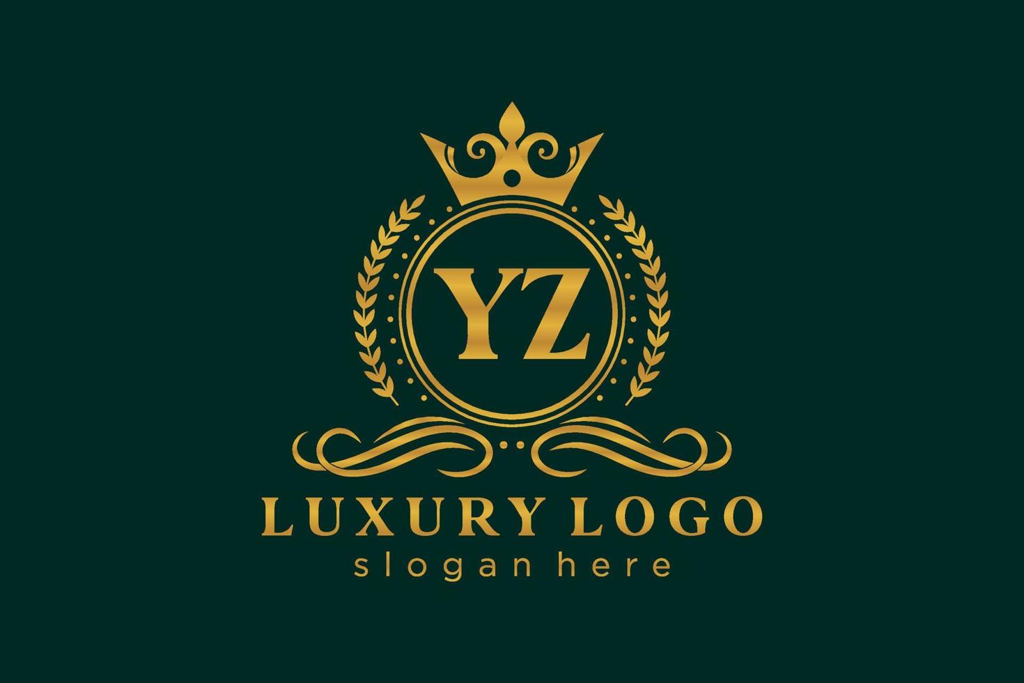 modelo de logotipo de luxo real inicial da carta yz em arte vetorial para restaurante, realeza, boutique, café, hotel, heráldica, joias, moda e outras ilustrações vetoriais. vetor