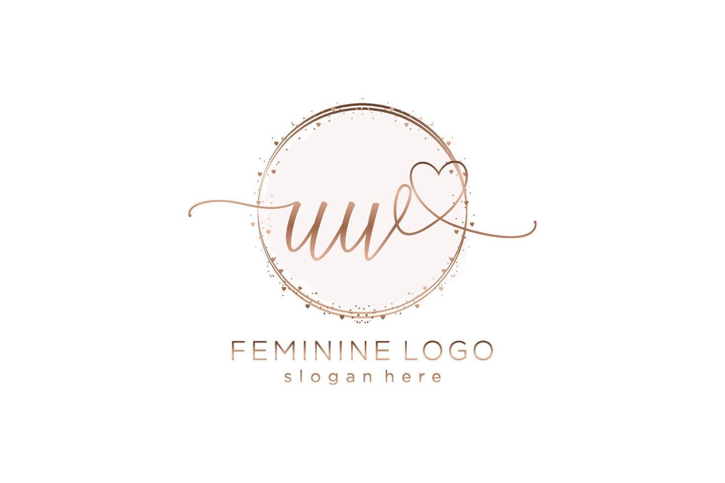 logotipo inicial de caligrafia uw com logotipo de vetor de modelo de círculo de casamento inicial, moda, floral e botânico com modelo criativo.