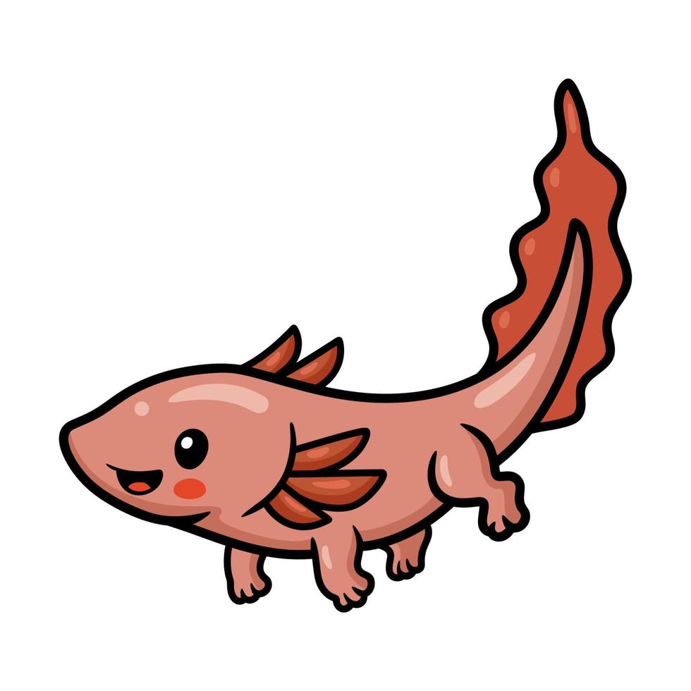 ilustração em vetor de desenho animado axolotl fofo