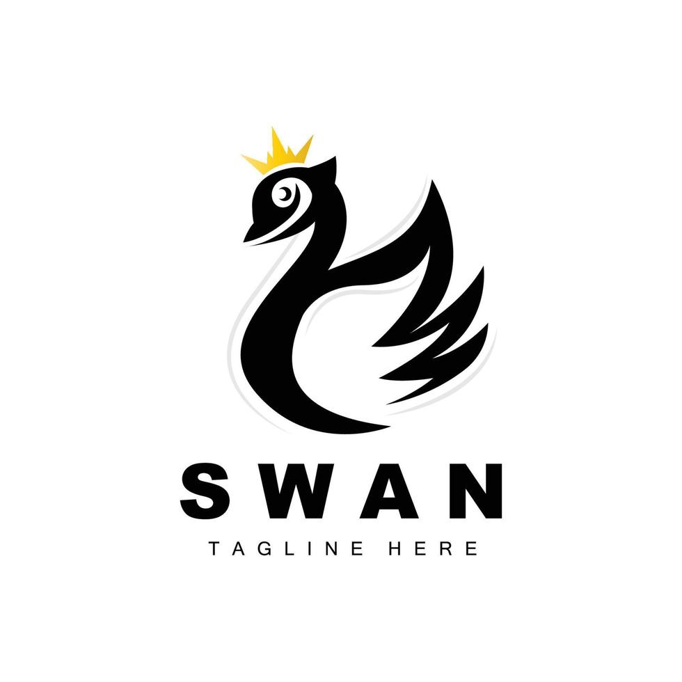 design de logotipo de cisne, ilustração de animal de pato, vetor de modelo de marca da empresa