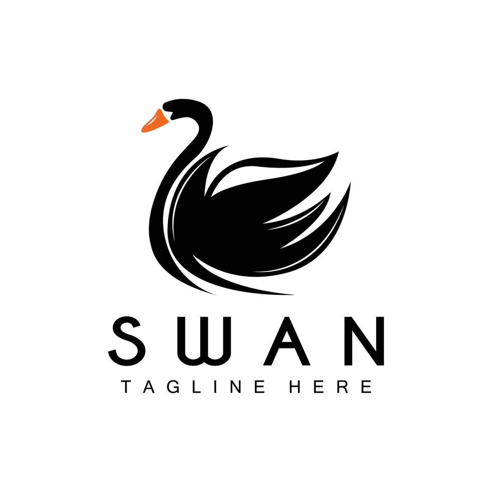 logotipo de cisne, design de animal de pássaro, logotipo de pato, vetor de rótulo de marca de produto