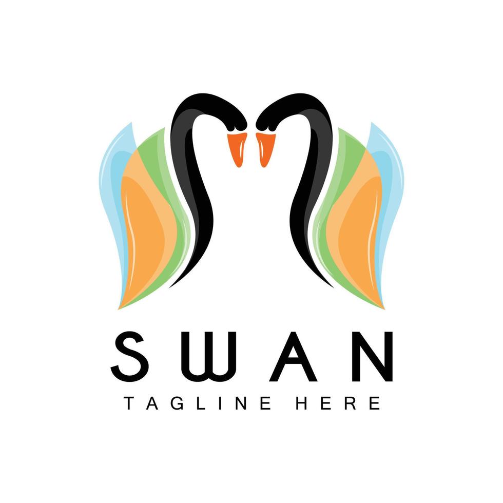 logotipo de cisne, design de animal de pássaro, logotipo de pato, vetor de rótulo de marca de produto