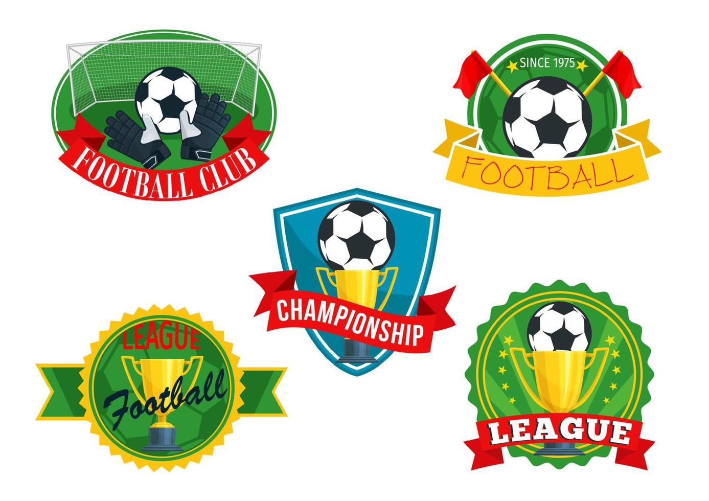 emblemas de ícones vetoriais para campeonato de clube de futebol vetor