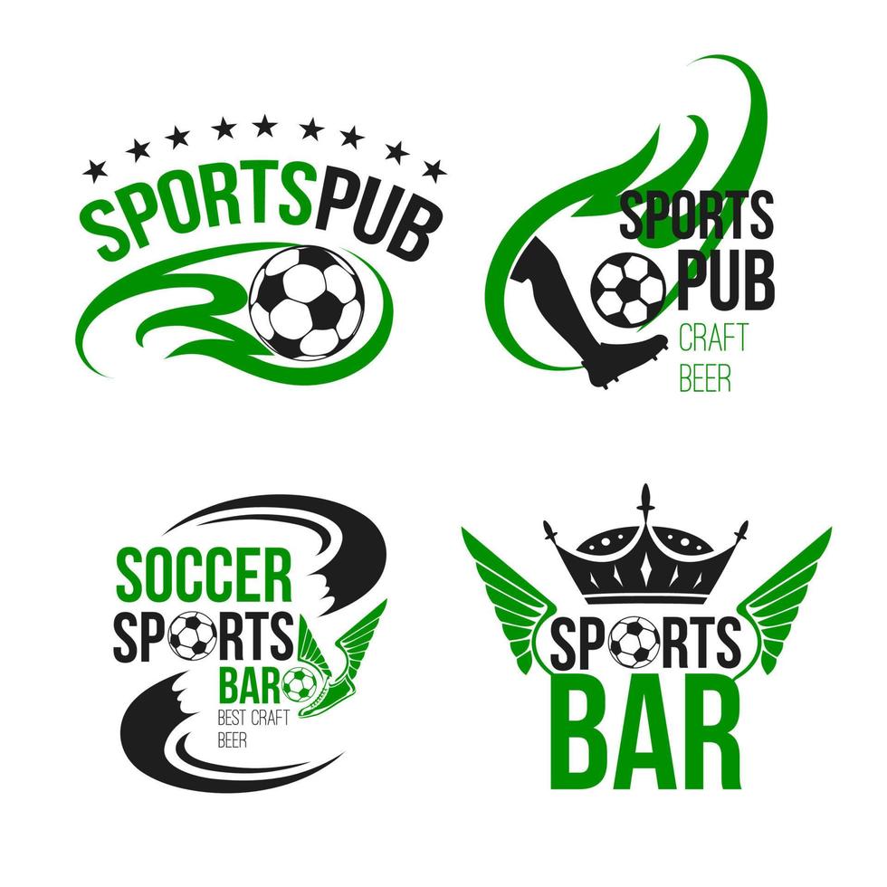 ícones vetoriais bar de esportes de futebol ou pub de cerveja de futebol vetor