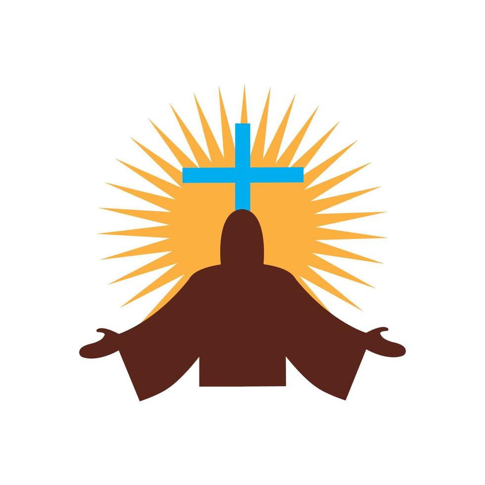 design de logotipo de arte de linha cristã da igreja, símbolos cristãos. vetor