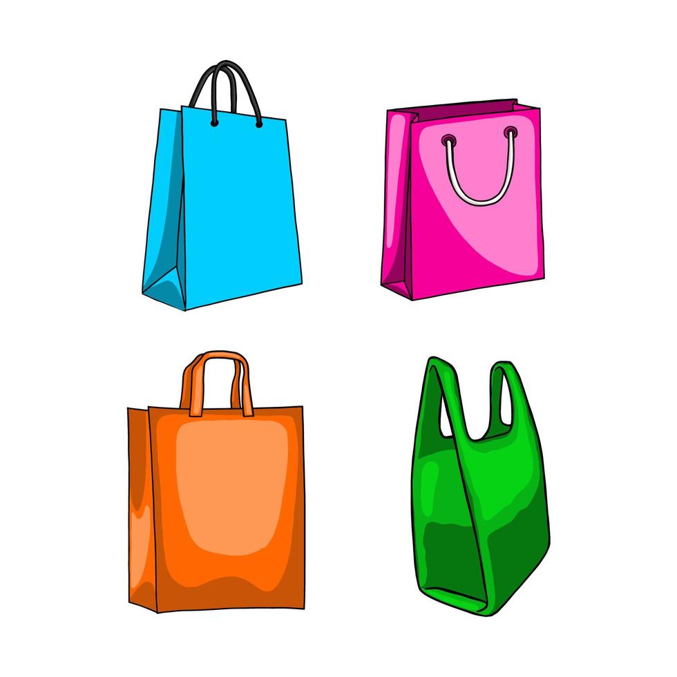 ilustração vetorial de saco de compras. ícone de bolsa. sinal simples de saco de compras. símbolo de compras. vetor