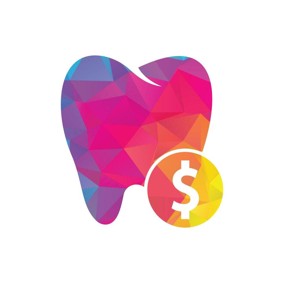 vetor de logotipo de dólar dental. ícone de vetor de moeda de dente e dólar. símbolo de poupança dental, ilustração do logotipo.