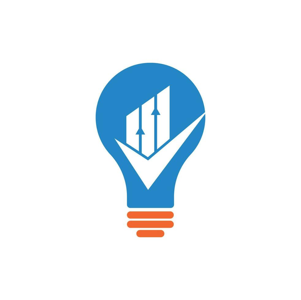 verifique o vetor de ícone de logotipo de forma de lâmpada de finanças. marque o gráfico e o logotipo do gráfico.