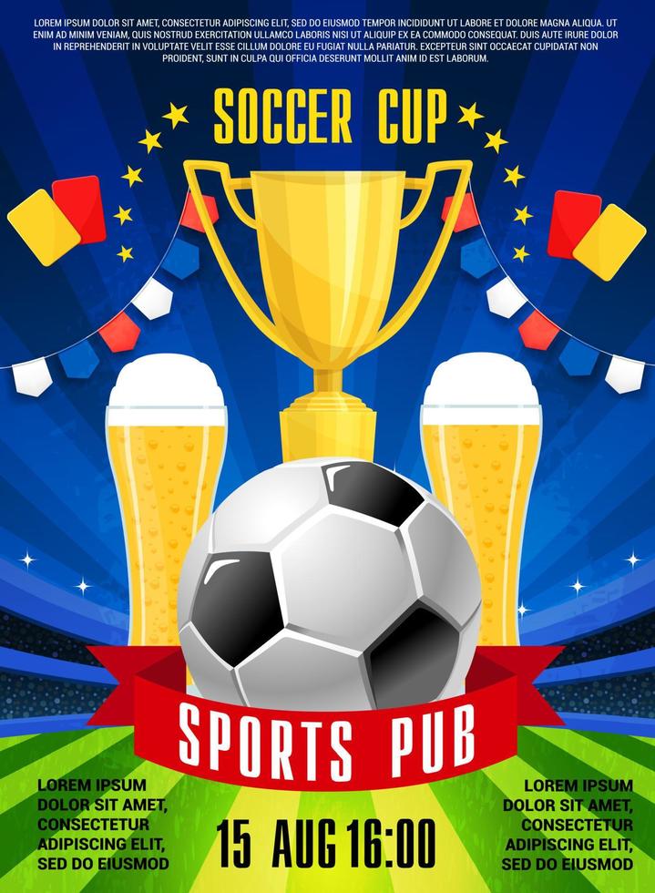 cartaz de vetor para pub de esportes de futebol de futebol
