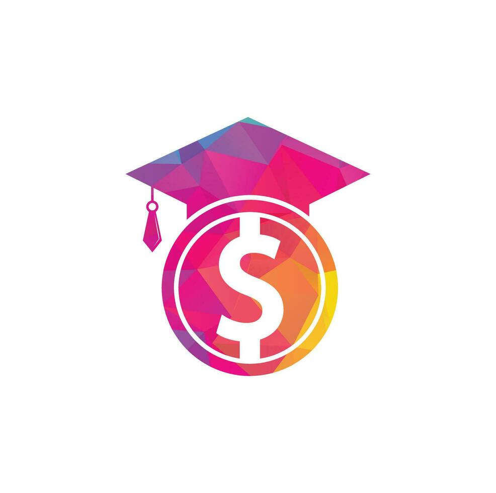 vetor de ícone de moeda de dólar de chapéu de formatura. ilustração de educação de investimento financeiro.