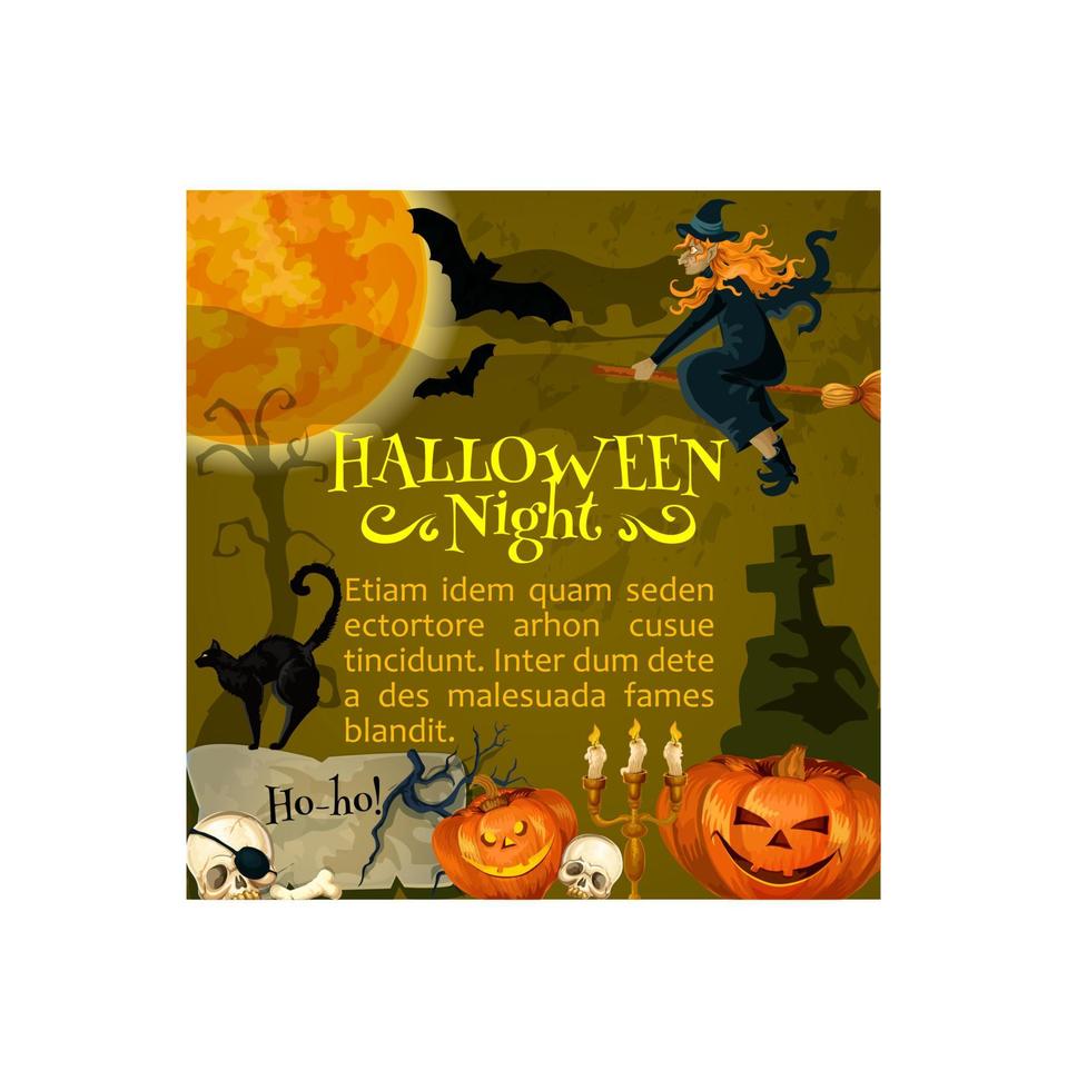 cartaz de vetor de halloween para noite de terror de férias