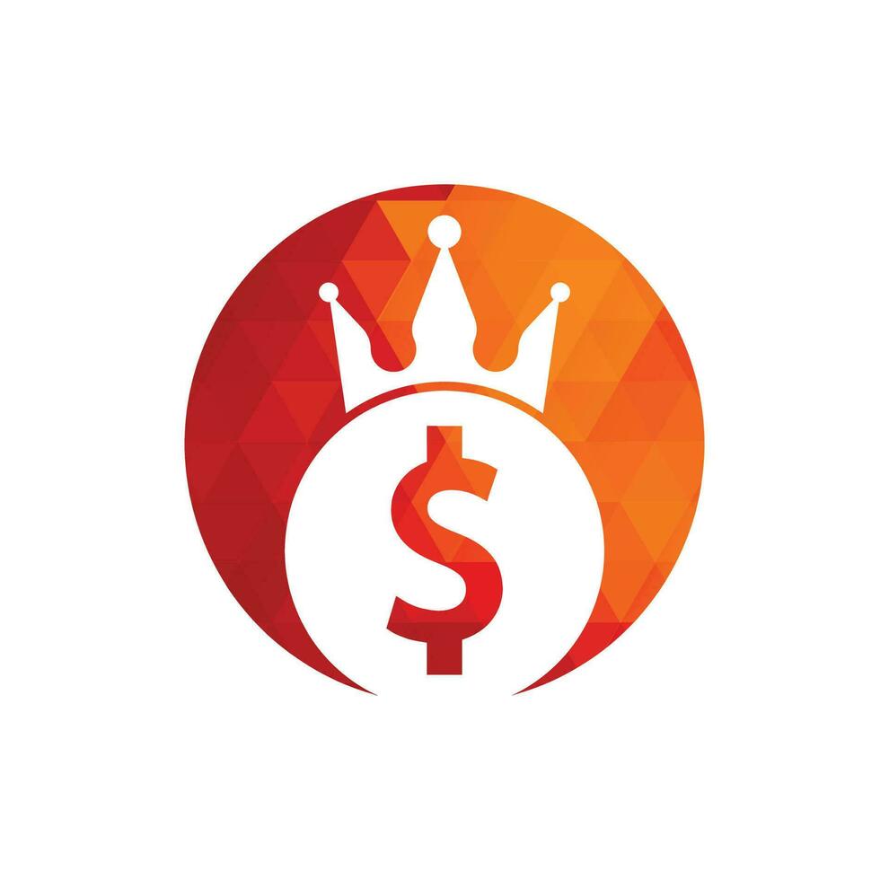 dólar rei logotipo projeta vetor de conceito. vetor de ícone de dinheiro da coroa.