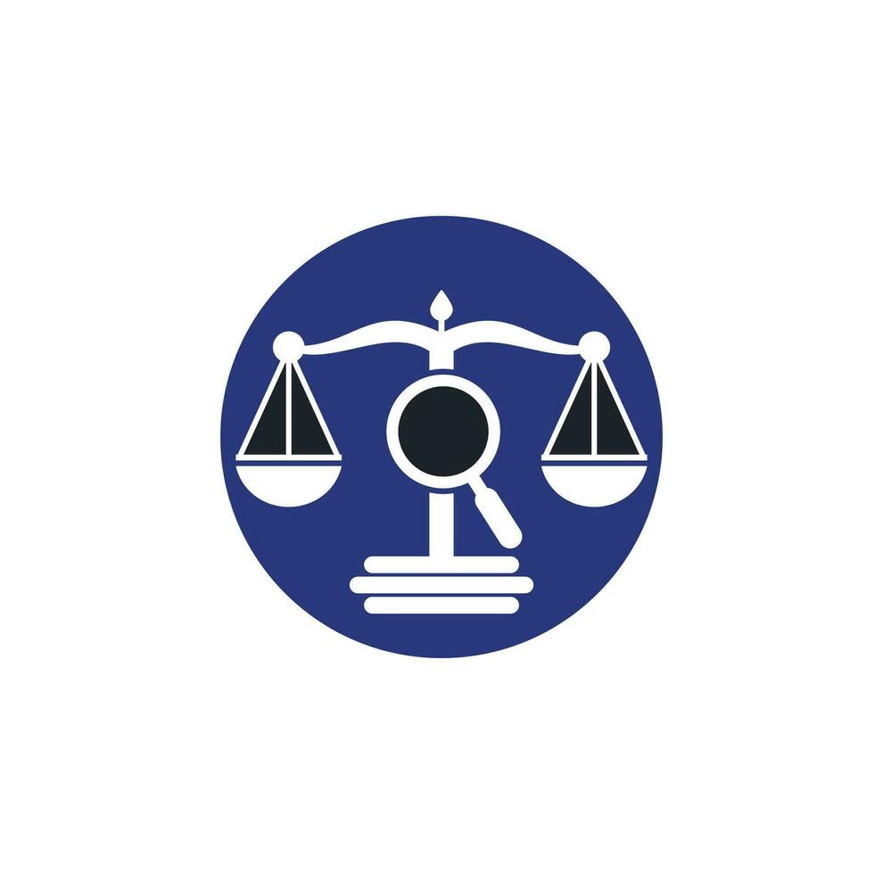 encontre o modelo de vetor de logotipo de justiça, conceitos de design de logotipo de escritório de advocacia criativo. lupa logotipo do escritório de advocacia