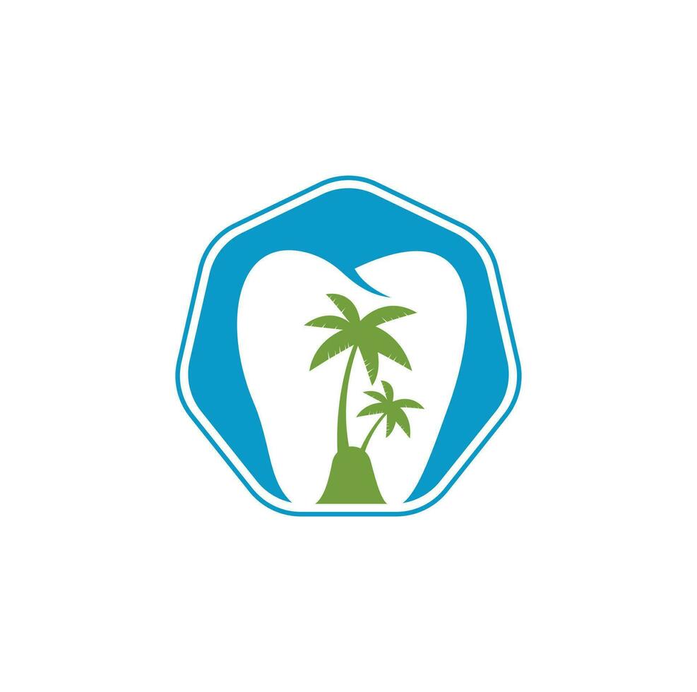 design de logotipo de odontologia de clínica odontológica. logotipo dental com o conceito de ilha tropical. vetor