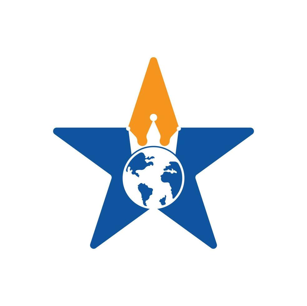 rei planeta estrela forma conceito design de logotipo de vetor. design de ícone do logotipo do rei do globo. vetor