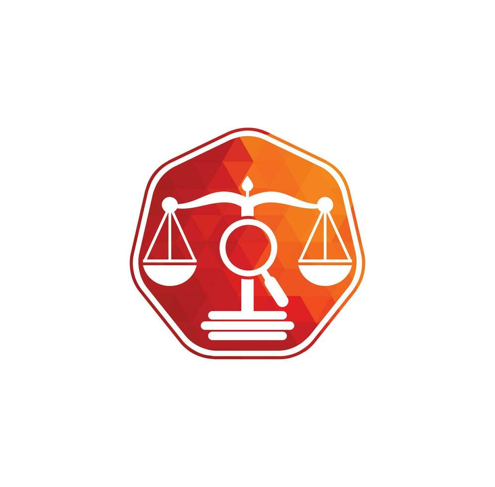 encontre o modelo de vetor de logotipo de justiça, conceitos de design de logotipo de escritório de advocacia criativo. lupa logotipo do escritório de advocacia