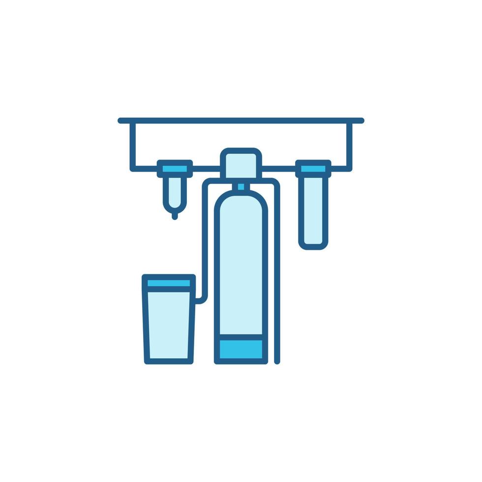 sistema de filtragem de processo de tratamento de água ícone colorido vetor