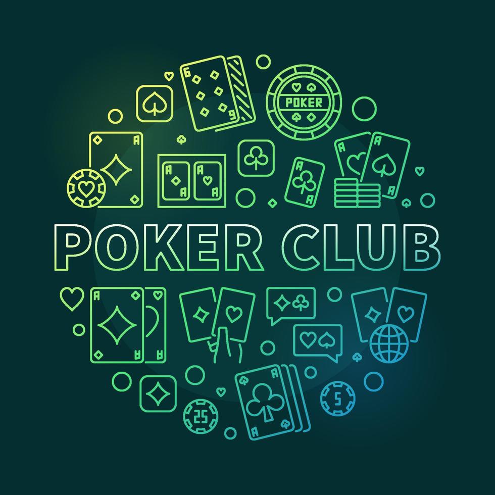 vetor conceito de clube de poker linear ilustração verde redonda