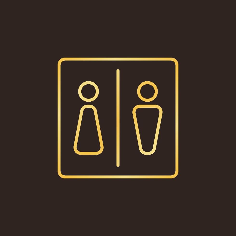 ícone de contorno dourado do conceito de vetor de wc ou banheiro