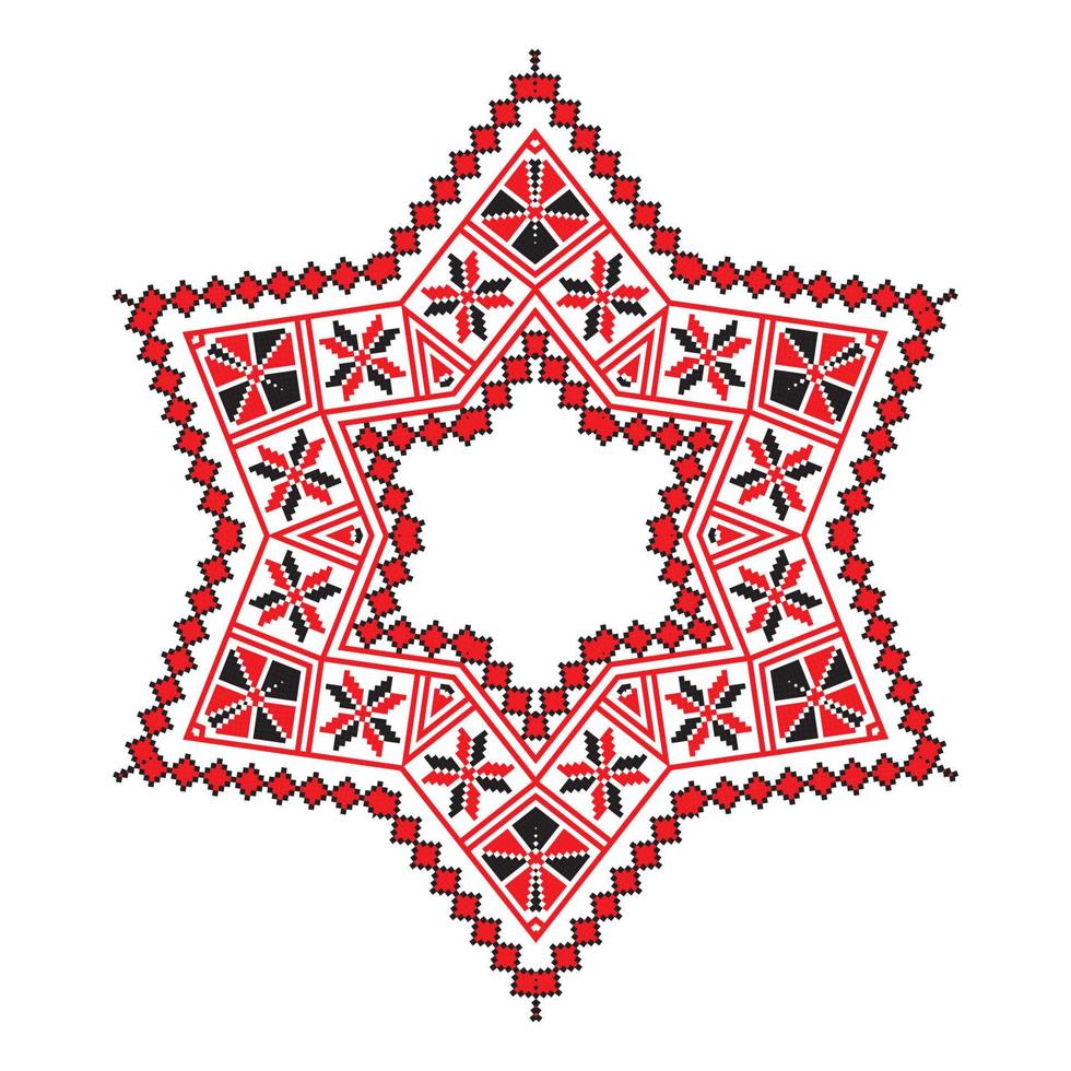 padrões geométricos de mandala de ornamento étnico na cor vermelha vetor