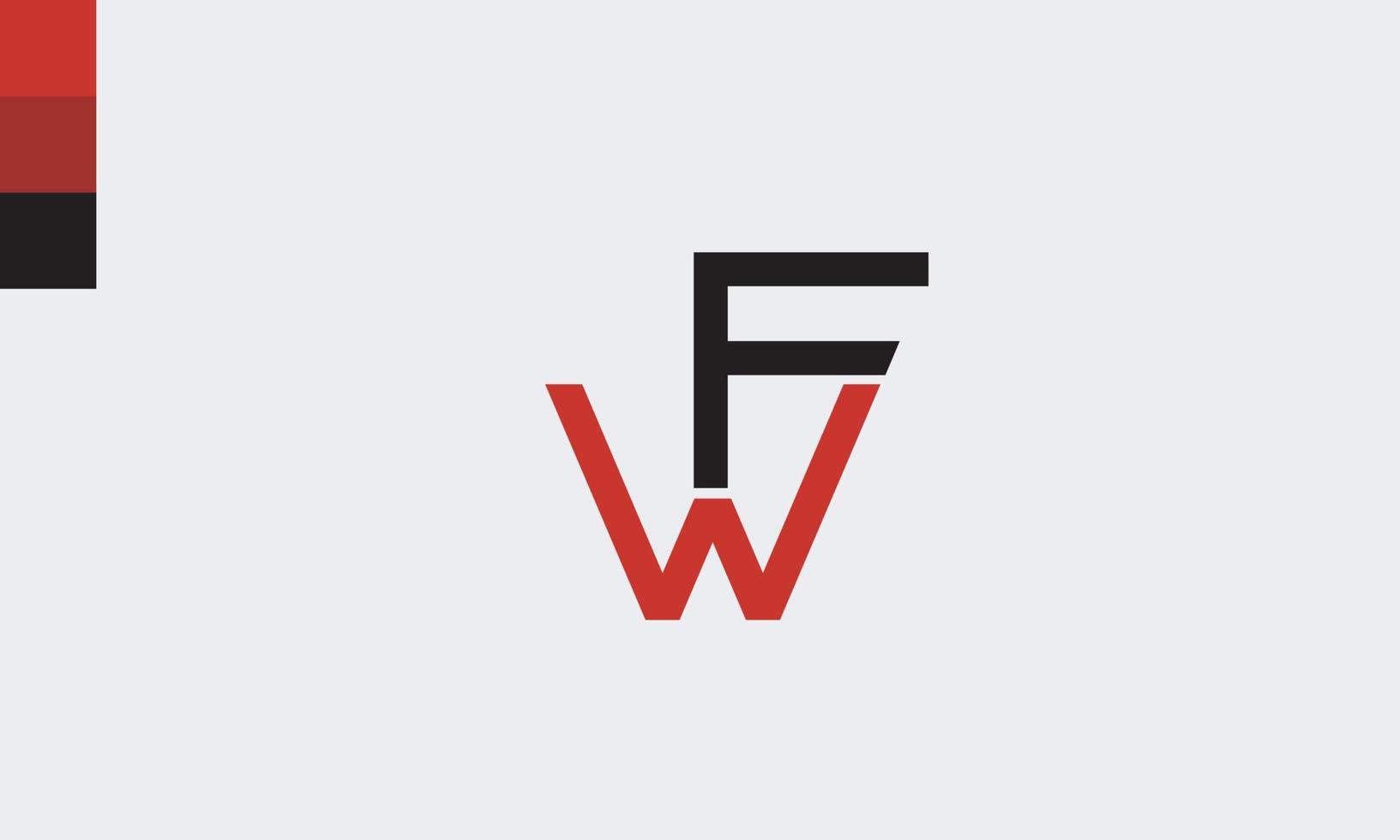 letras do alfabeto iniciais monograma logotipo wf, fw, w e f vetor