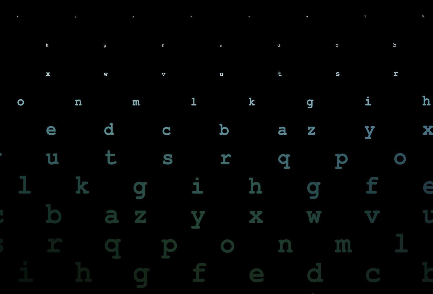 textura vector verde escuro com caracteres abc.