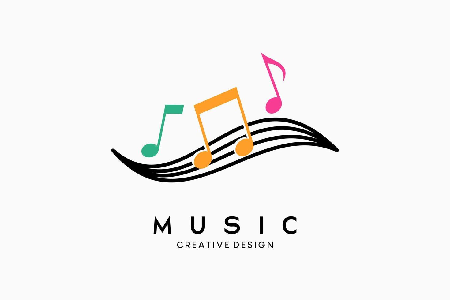 design de logotipo de ícone de música ou conceito criativo de símbolo de música, ilustração vetorial vetor