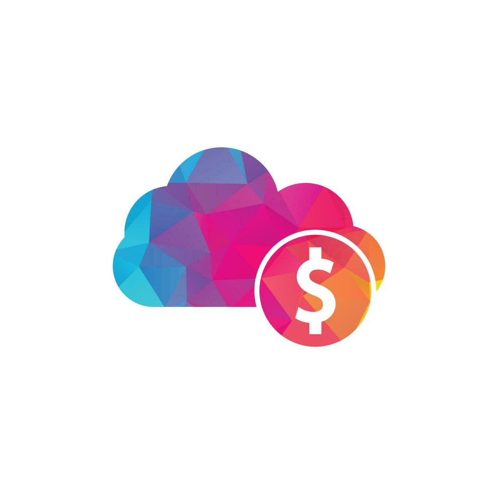 vetor de logotipo de dinheiro em nuvem. modelo de logotipo de pagamento em nuvem