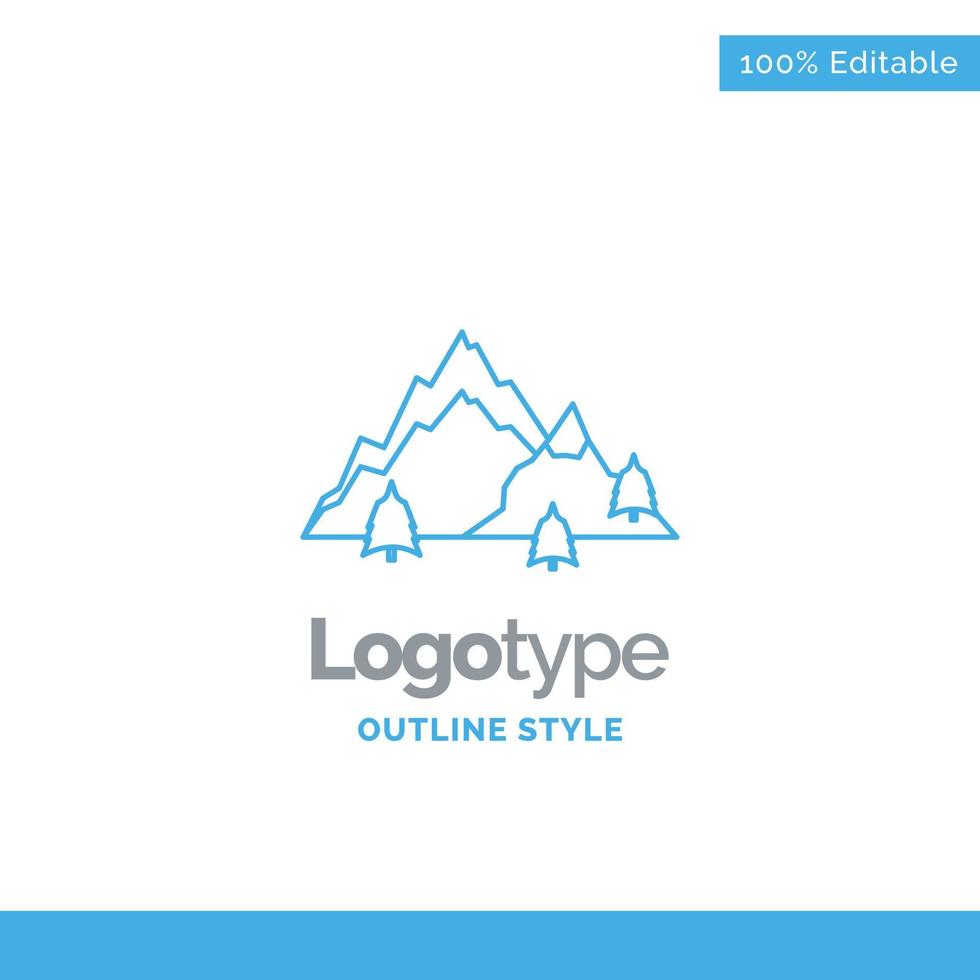 design de logotipo azul para montanha. paisagem. colina vetor