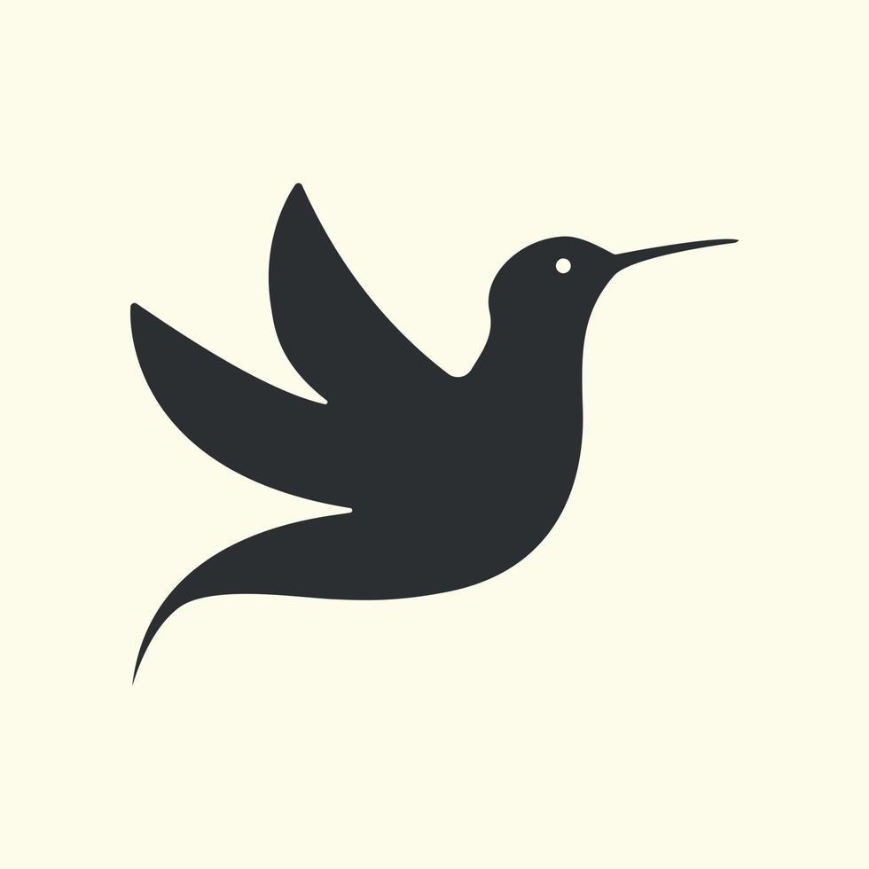 design de logotipo de ilustração de símbolo de vetor de beija-flor silhueta voadora