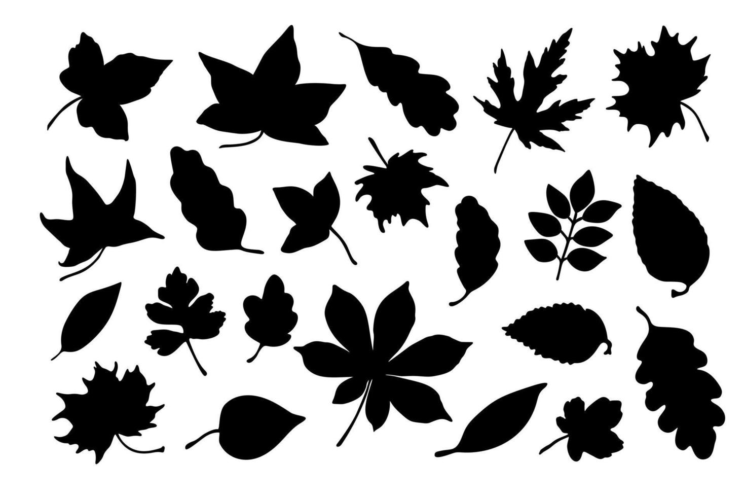 conjunto de folhas de outono, decoração de celebração de doodle desenhado à mão para sazonal, ação de graças, decoração de clima festivo de halloween e reuniões de família, silhueta simples, conceito minimalista vetor