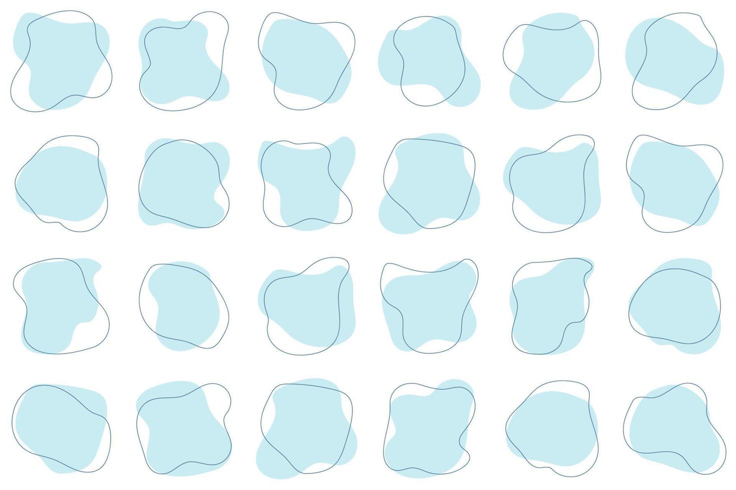 forma de bolha orgânica. conjunto de elemento gráfico de forma de mancha redonda irregular. cor azul abstrata da forma orgânica do blob da ameba com linha. doodle cai com círculo de contorno. ilustração vetorial vetor