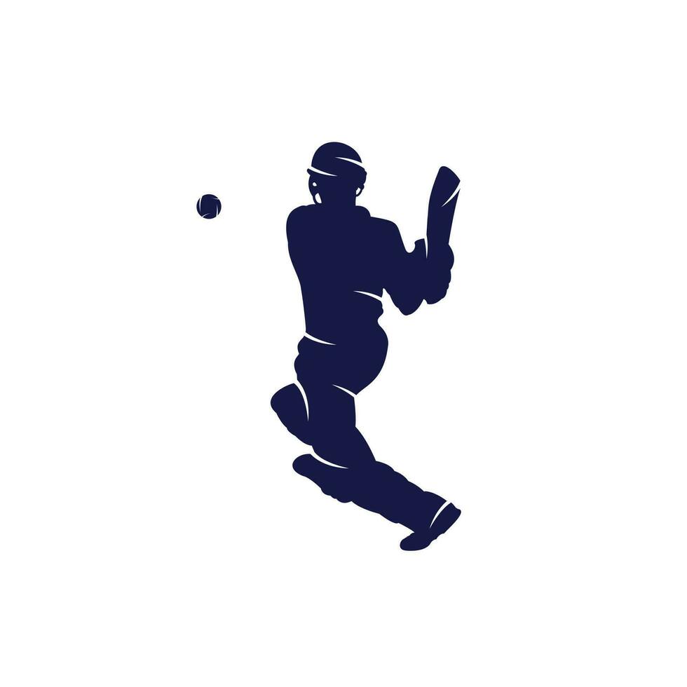 batedor jogando design vetorial de críquete. logotipo da competição de críquete. vetor