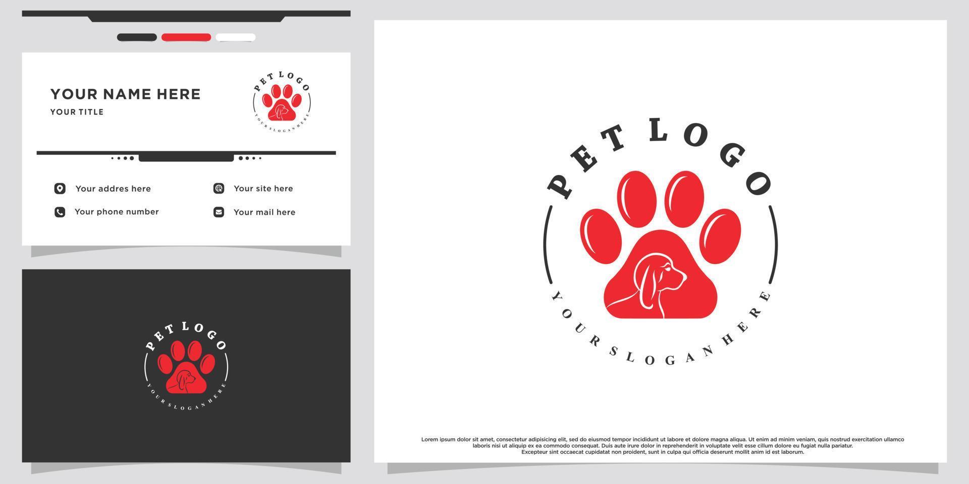 design de logotipo de ícone de estilo animal de estimação com conceito criativo exclusivo e vetor premium de cartão de visita