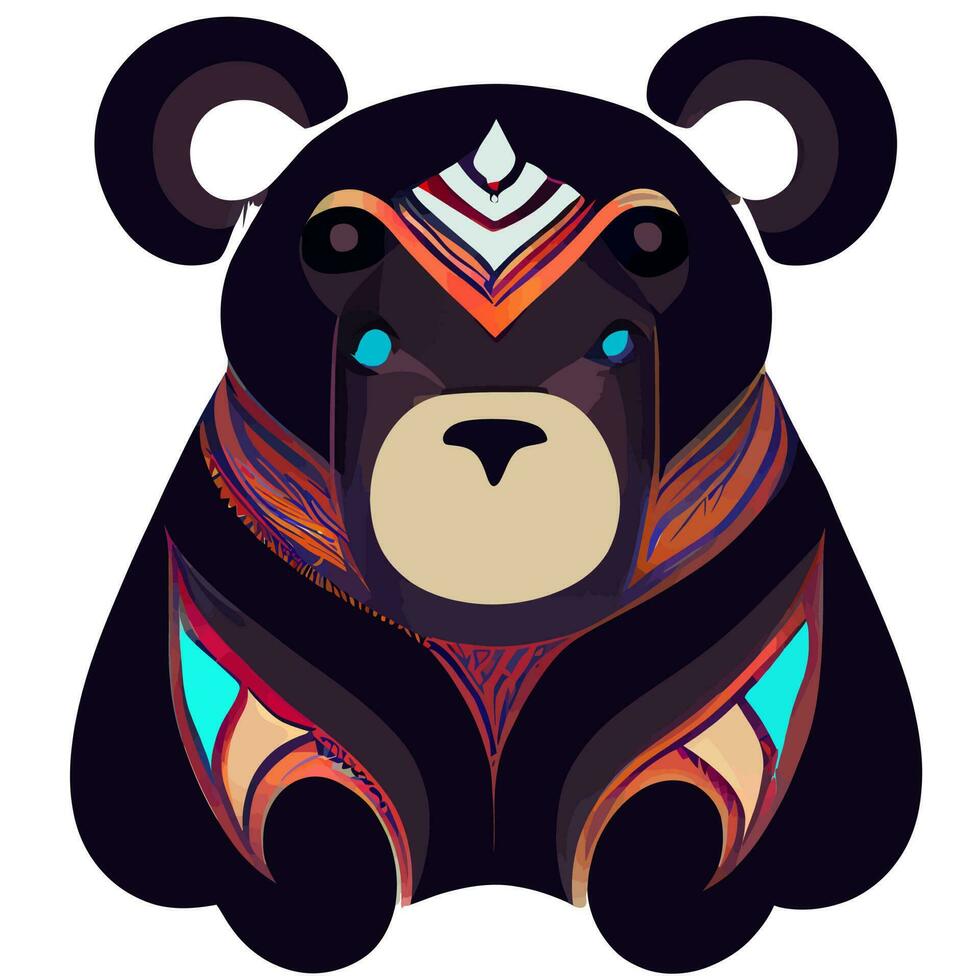 vetor de ilustração de urso fofo isolado em branco com estilo tribal bom para logotipo ou personalize seu design