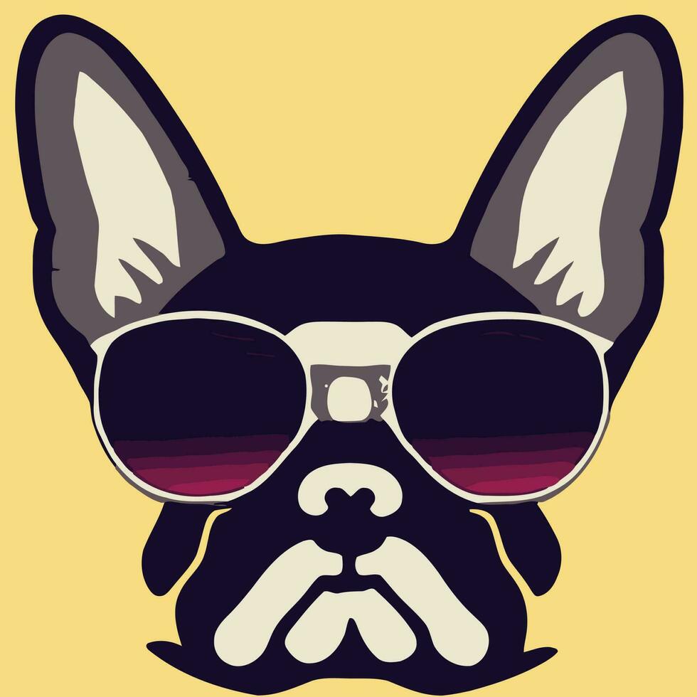 gráfico de ilustração vetorial de buldogue francês colorido usando óculos escuros isolado bom para logotipo, ícone, mascote, imprimir ou personalizar seu design vetor